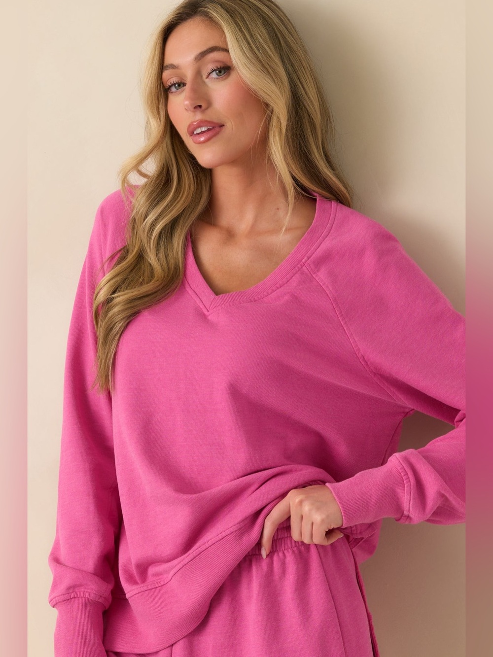 NWT Z Supply Pink Cotton Modern V Neck Weekender